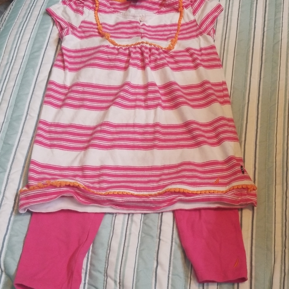 ☄Nautica girls pink and white 2 piece outfit